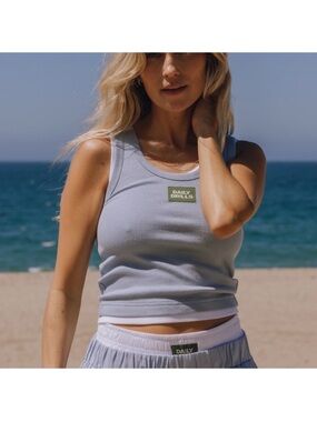 Daily Drills Women's Light Blue Ribbed Tank Top